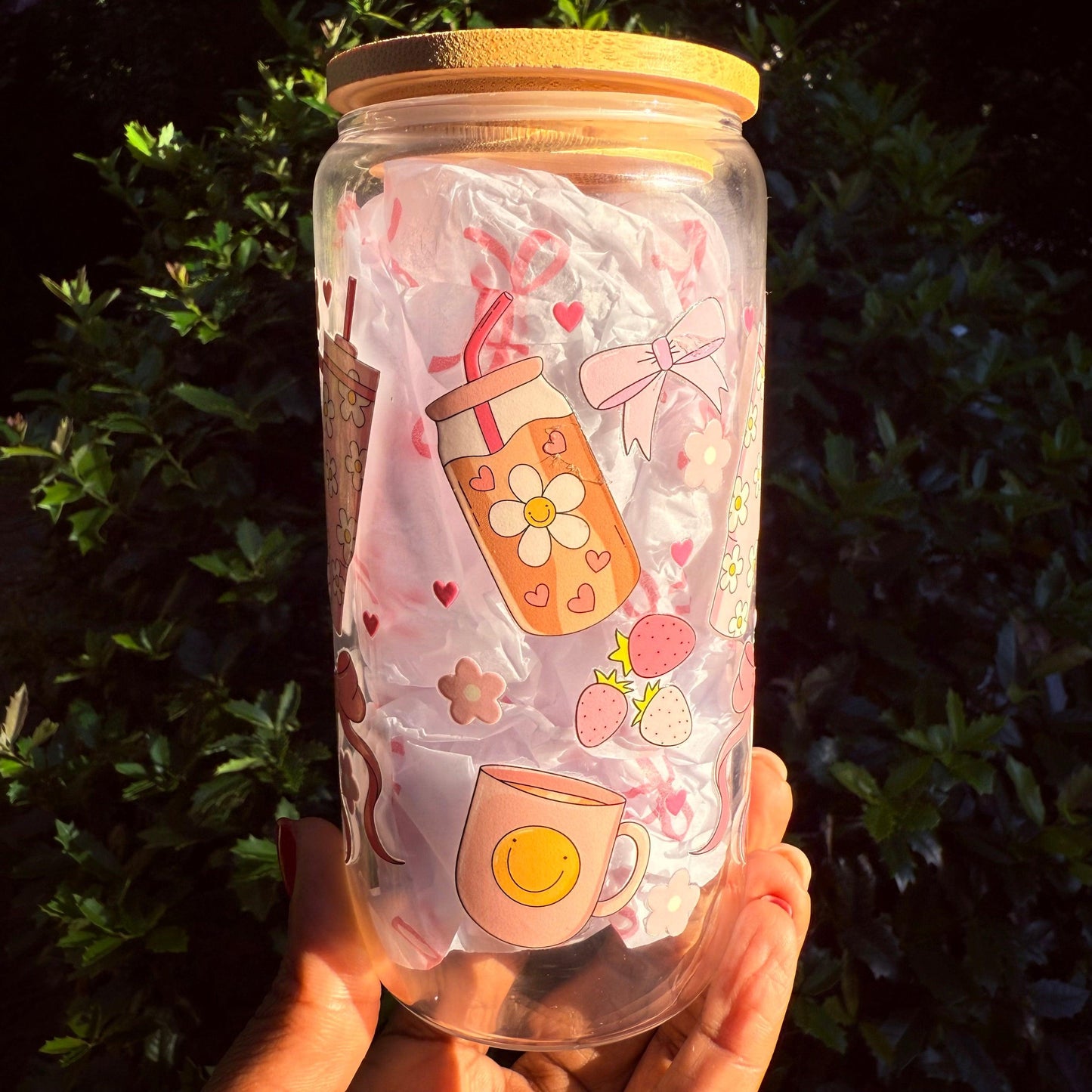 Coffee and Bows 16oz Glass Cup