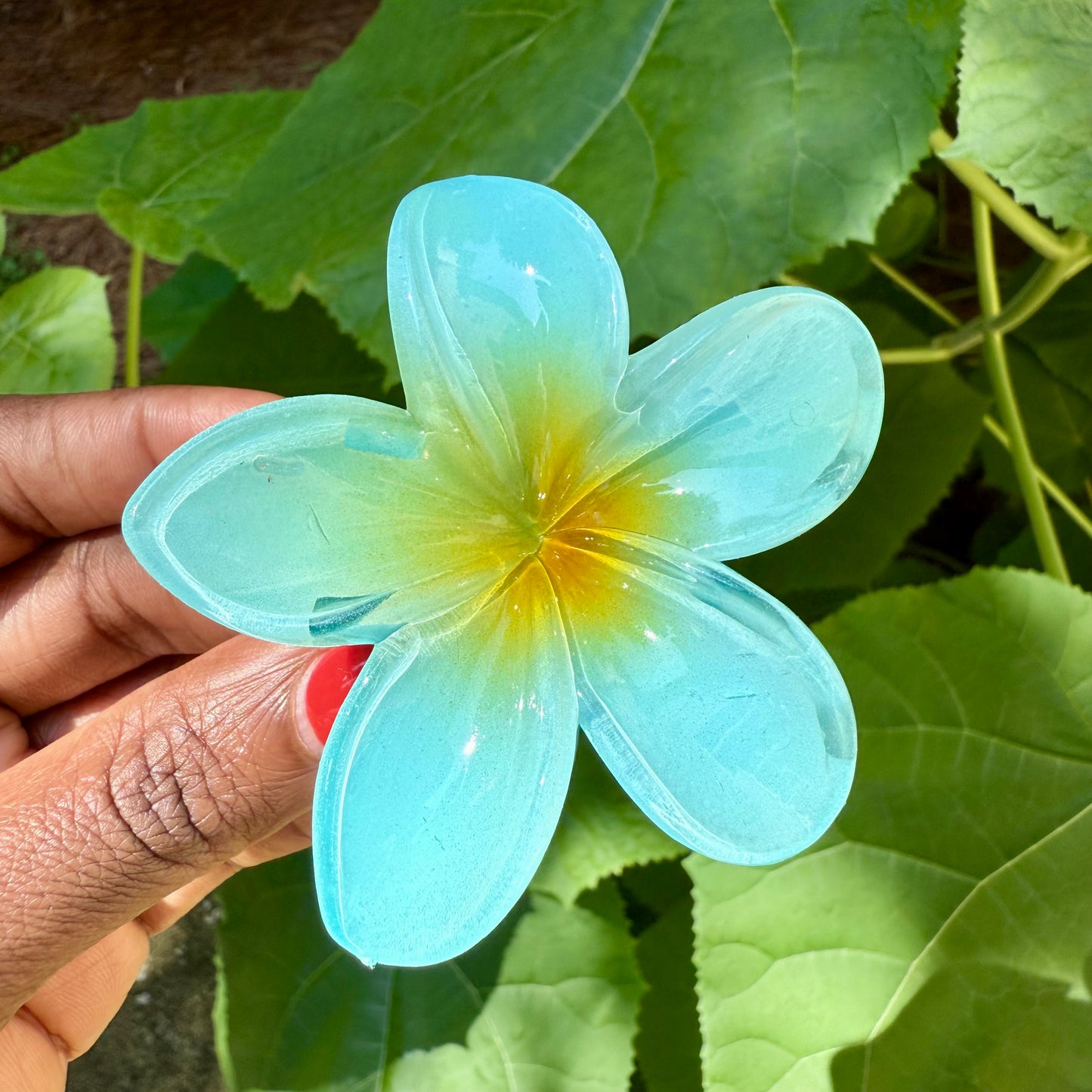 Blue Hawaiian Flower Hair Clip
