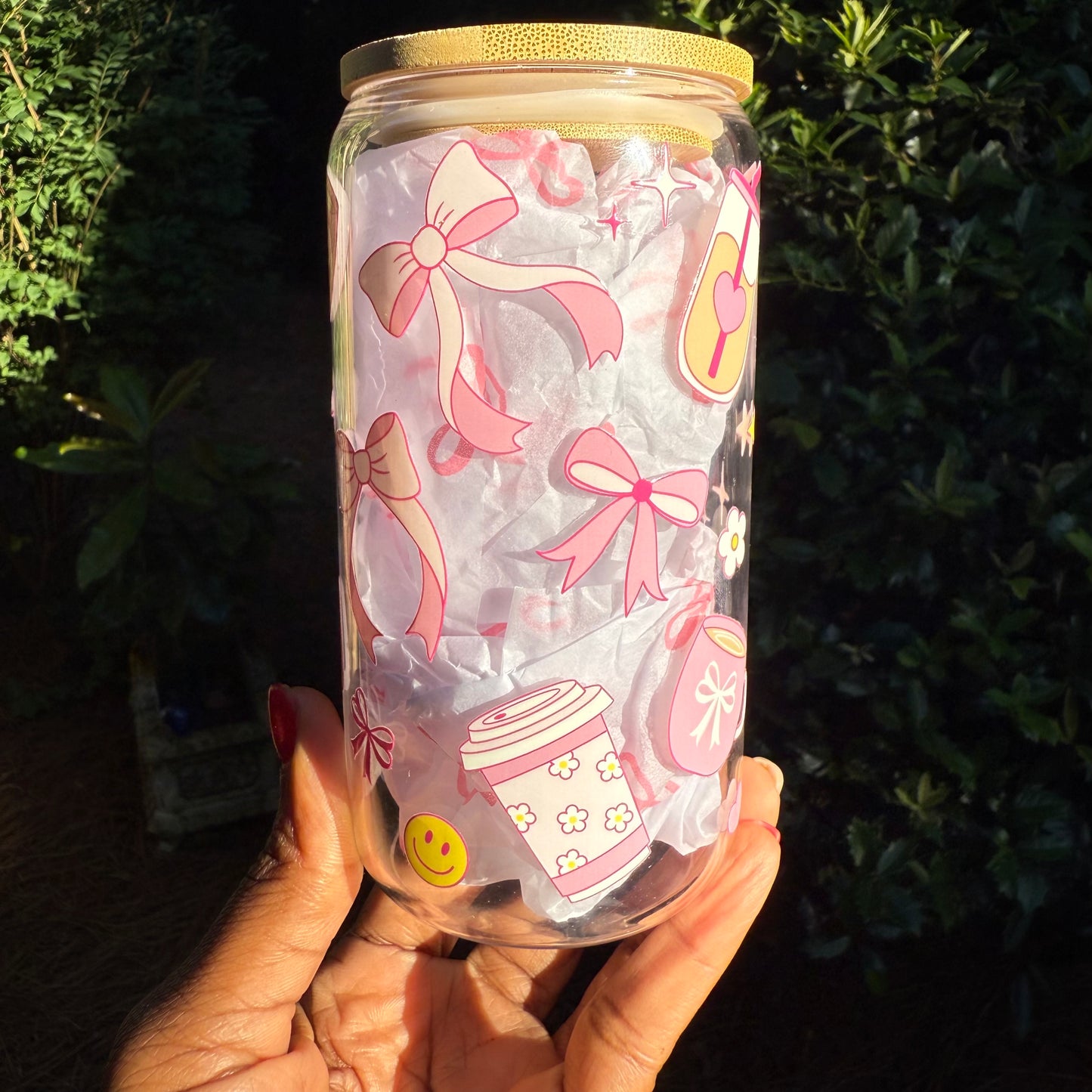 Smiles and Bows Glass Cup