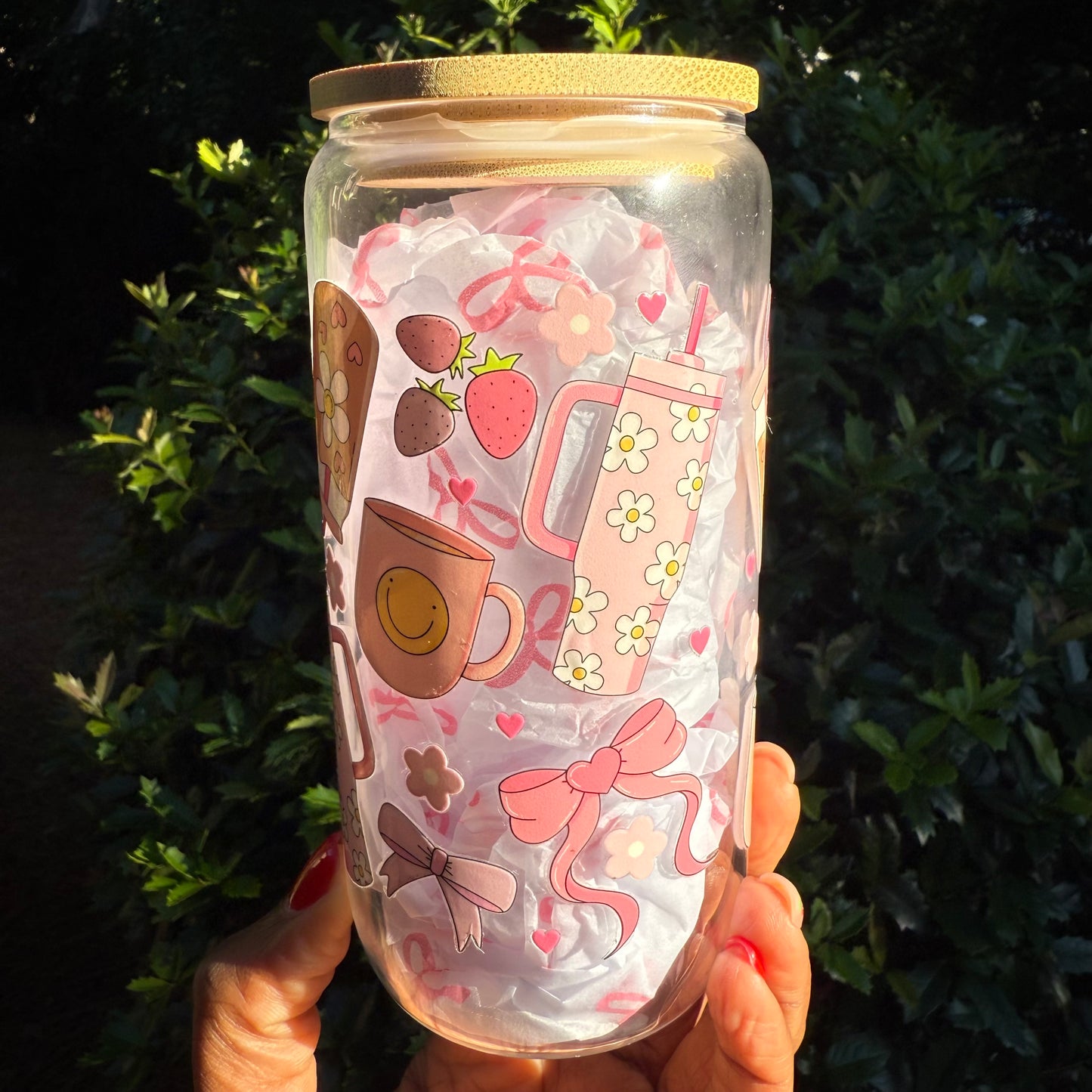 Coffee and Bows 16oz Glass Cup