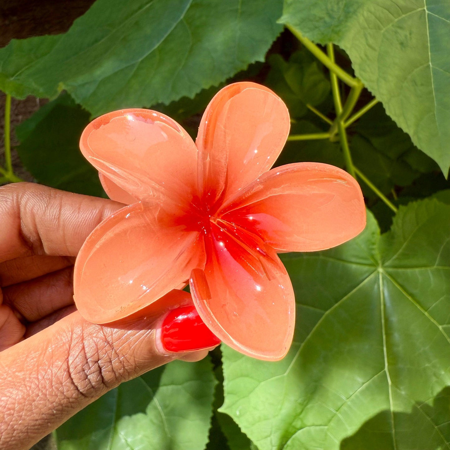 Orange Hawaiian Flower Hair Clip
