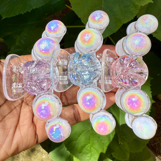 Pearls And Bows Hair Claw Clip