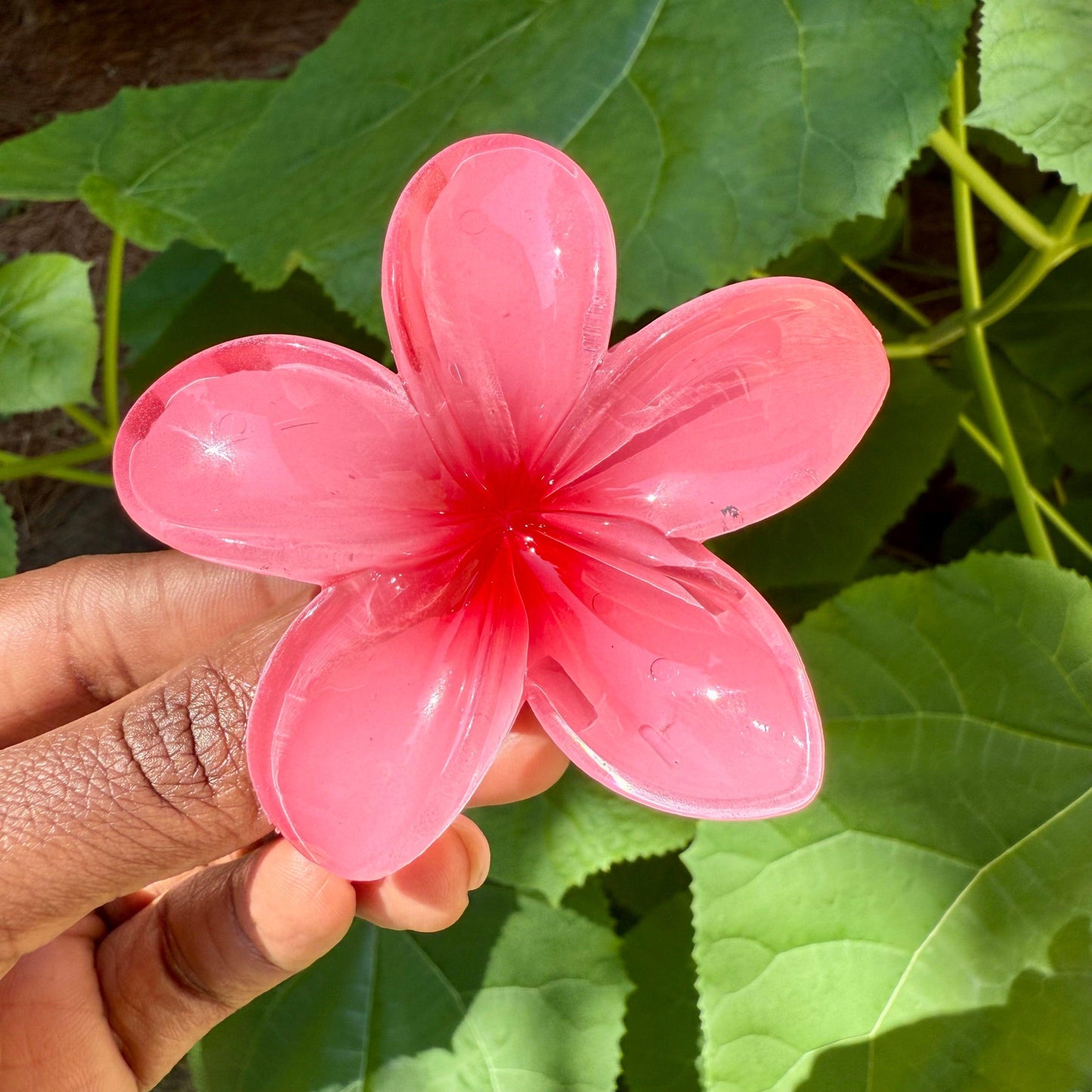 Pink Hawaiian Flower Hair Clip