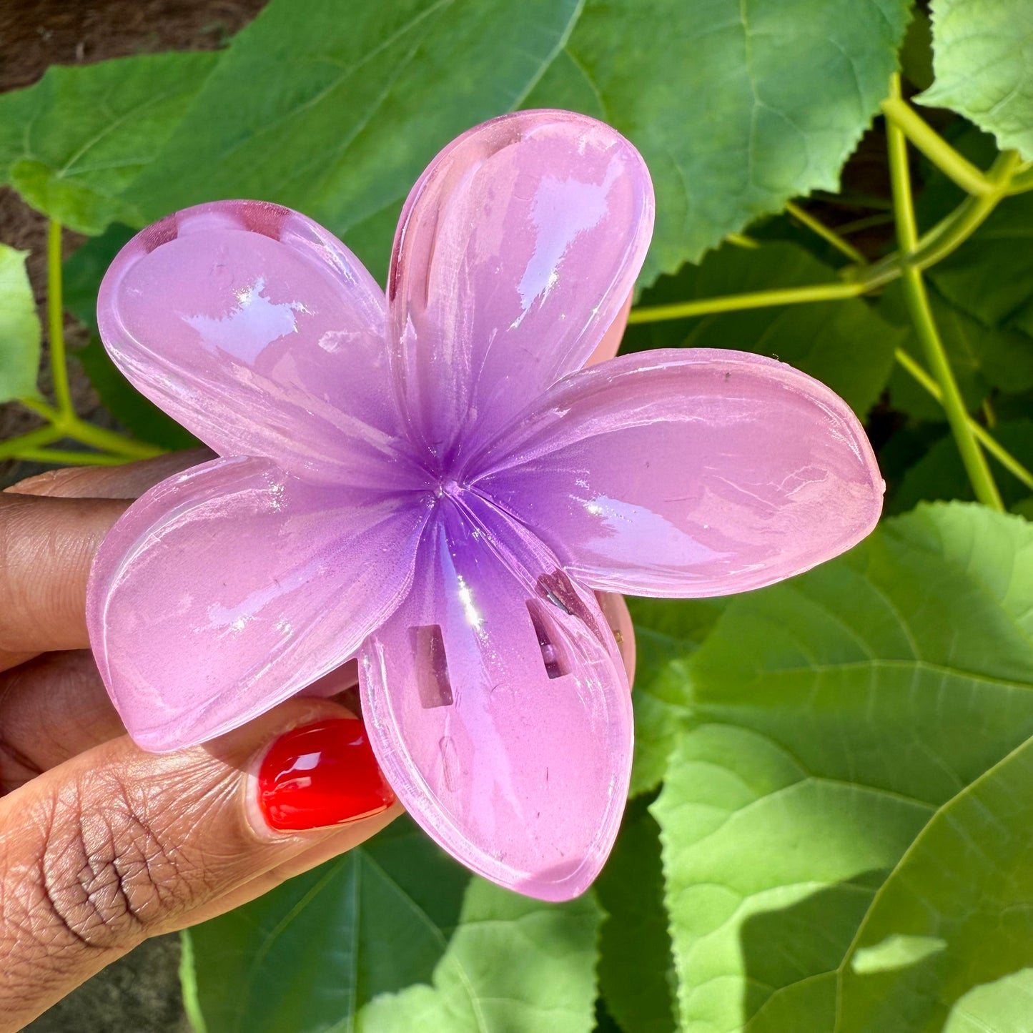 Purple Hawaiian Flower Hair Clip