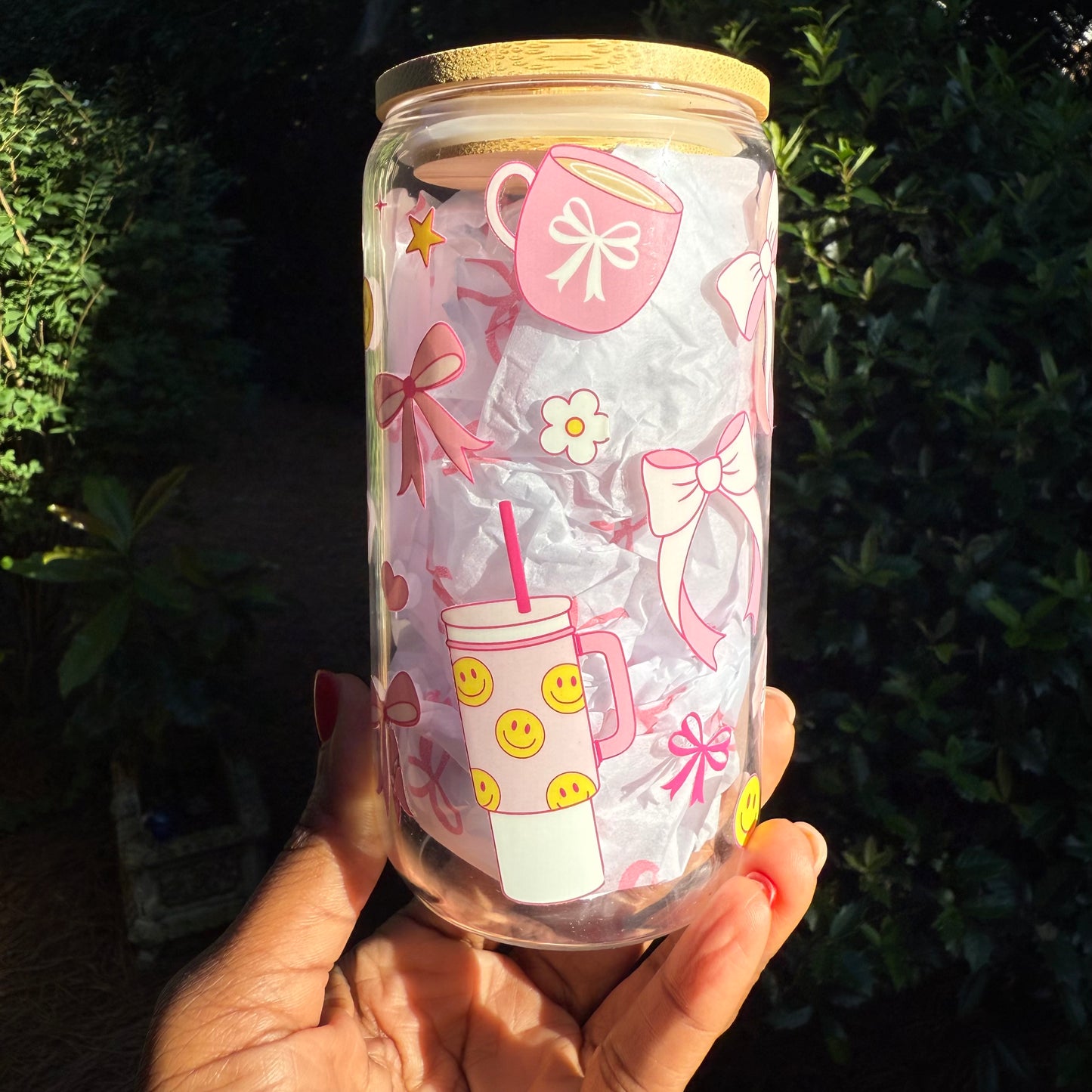 Smiles and Bows Glass Cup