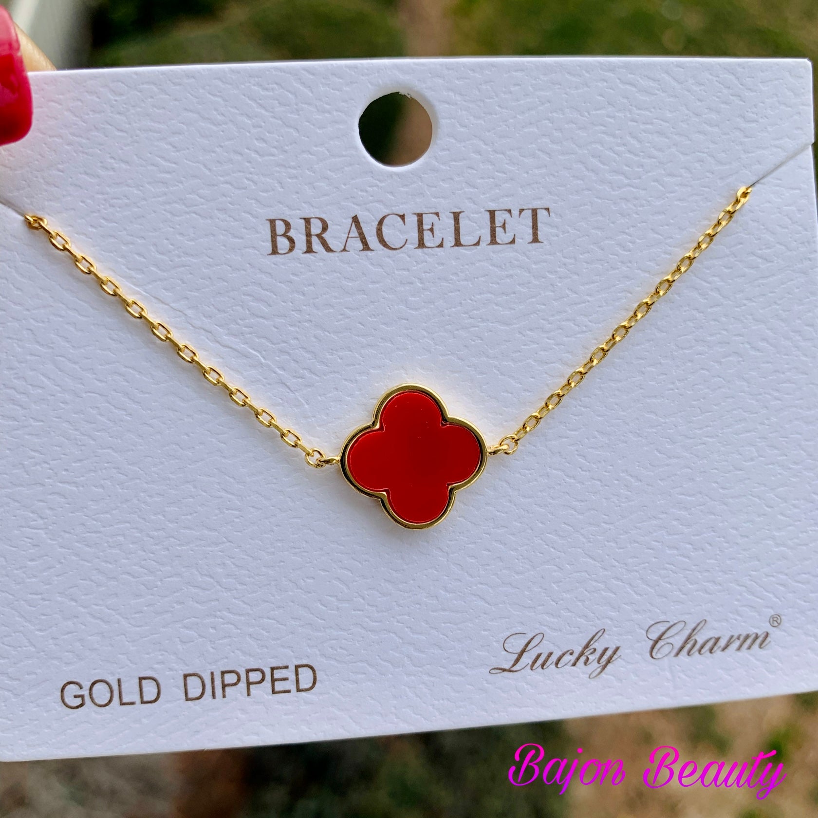 Red Clover Leaf Bracelet