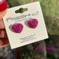 Pink Crystal pave heart stud earrings