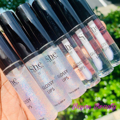 S.HE - Clear Lip Gloss with Glitter