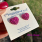 Pink Crystal pave heart stud earrings