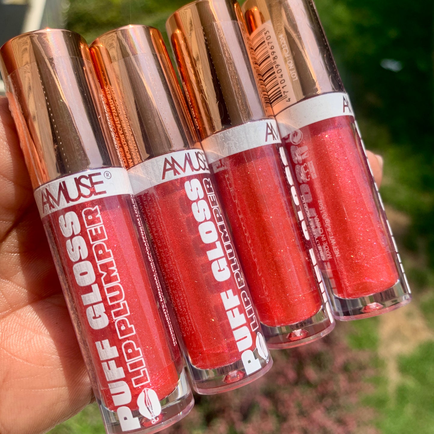 Shimmer Nude Lip plumper in red