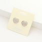 Gold  Crystal pave heart stud earrings