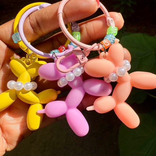Colorful balloon animal keychains 