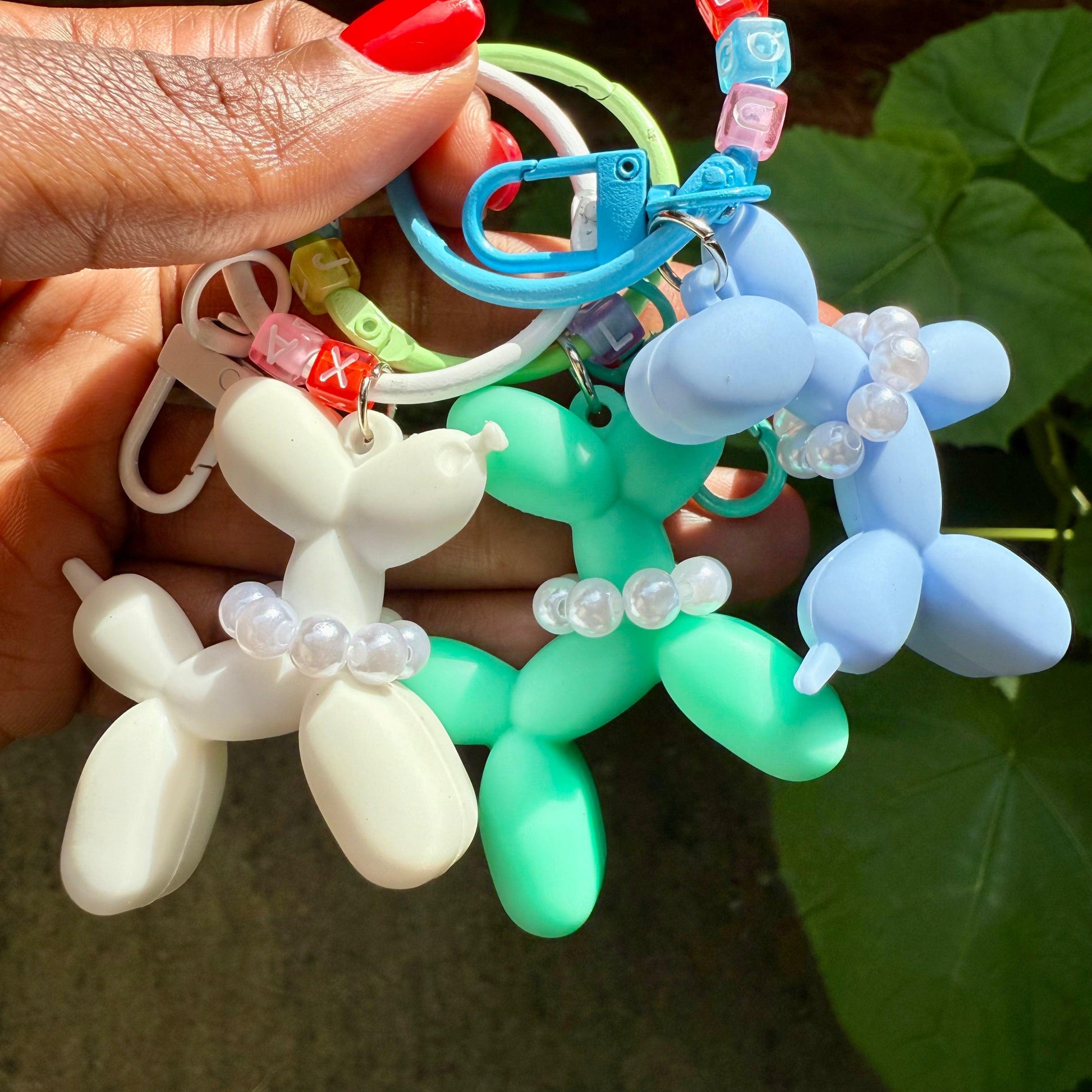 Colorful balloon dog keychains 