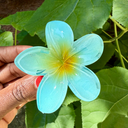 Blue Hawaiian Flower Hair Clip