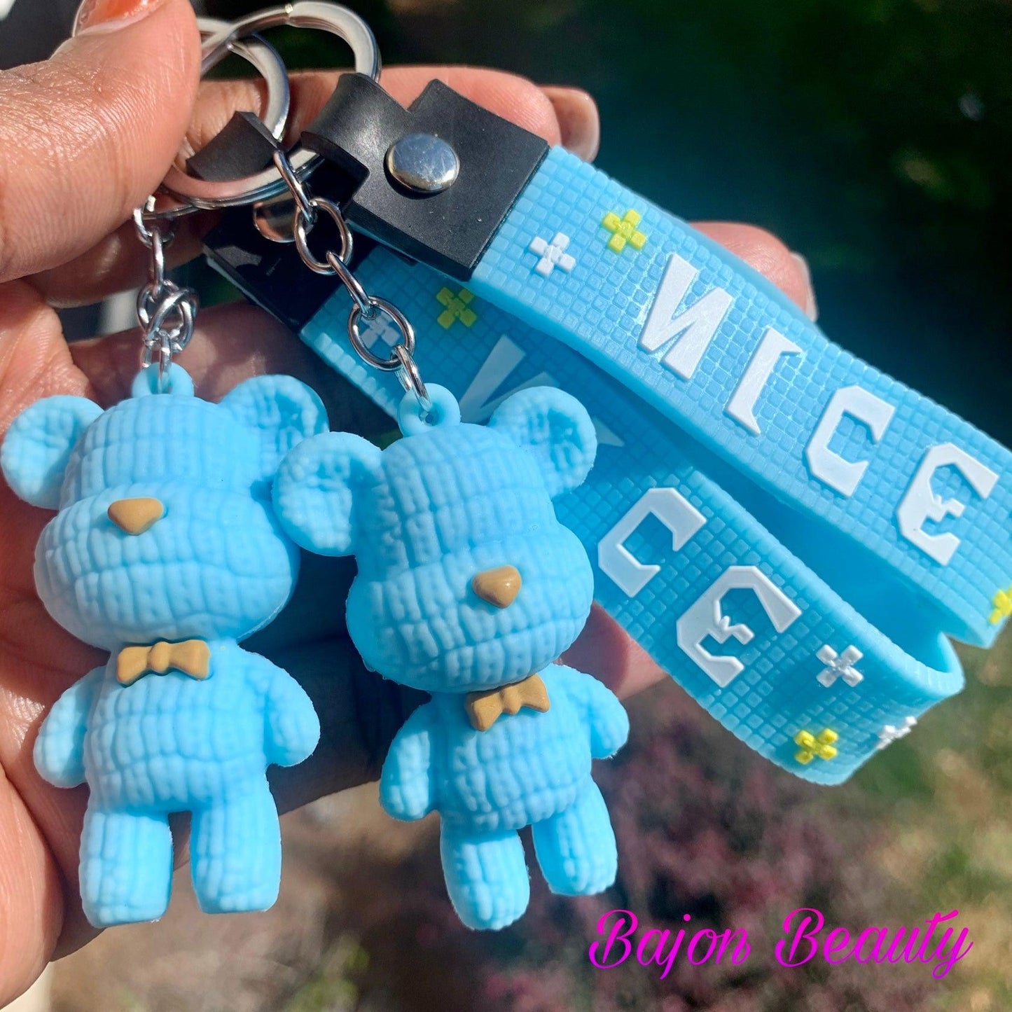 Blue Teddy Bear Keychain