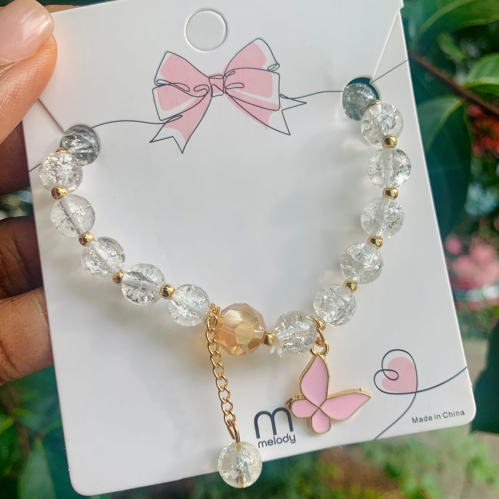 Butterfly Beaded Bracelet Clear