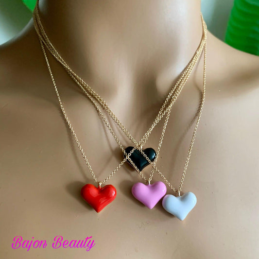 Enamel Heart Pendant Necklace