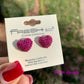 Fuchsia Crystal pave heart stud earrings