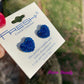 Blue Crystal pave heart stud earrings