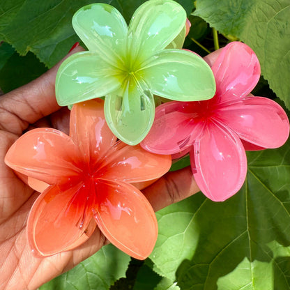 plastic plant hair clip Hibiscus Flower Hair Clips Green