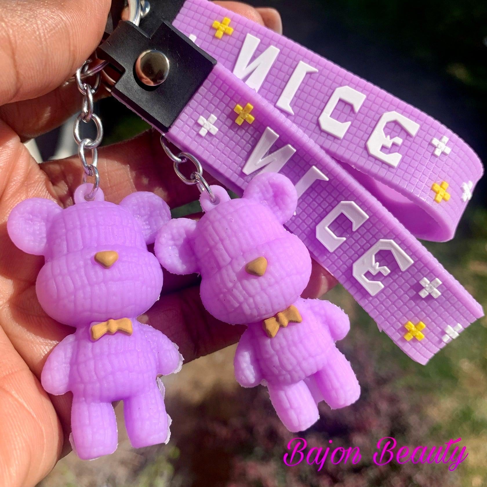 Purple Teddy Bear Keychain