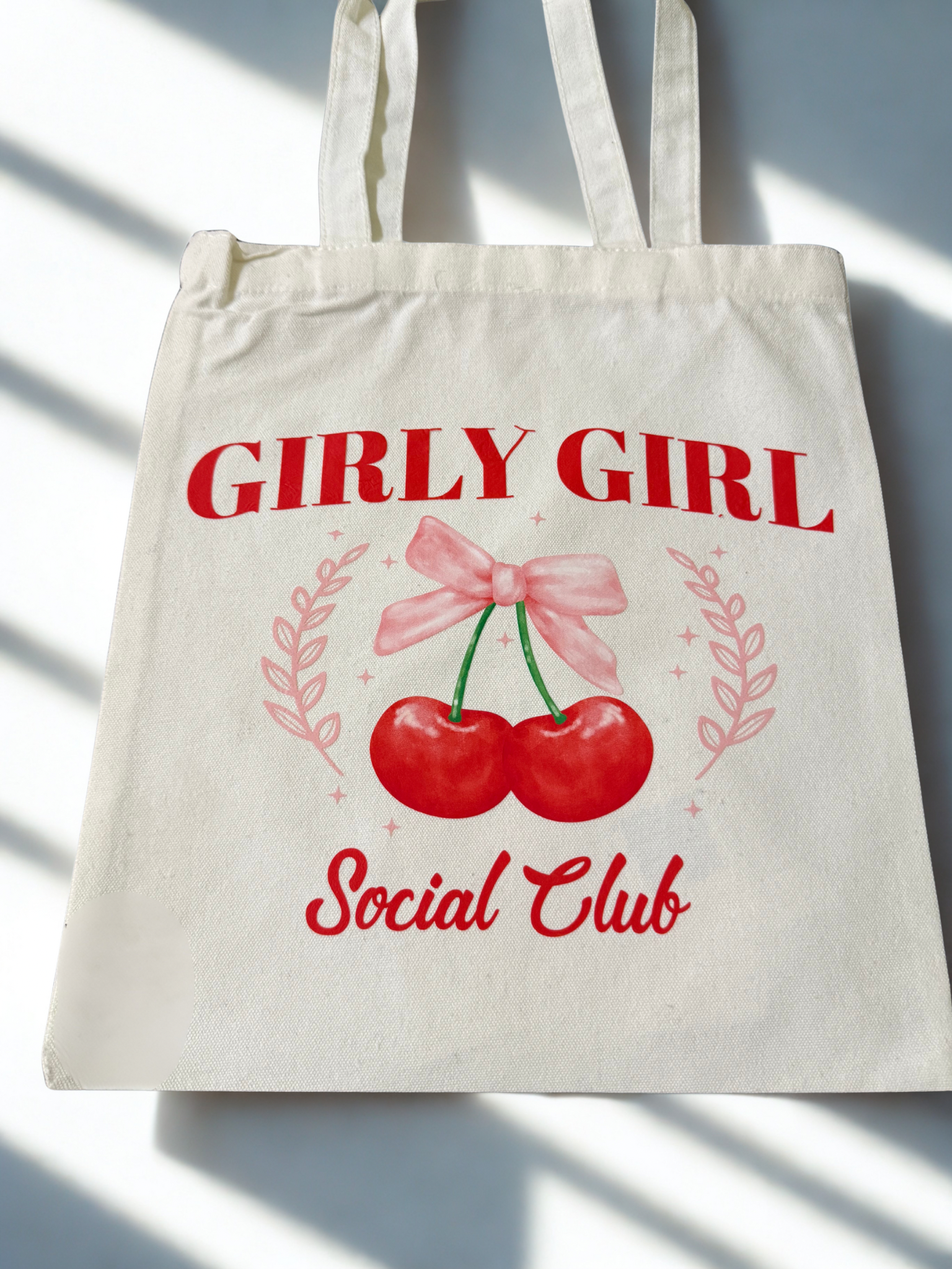 Beige Social Club Tote Bag with Shoulder Straps