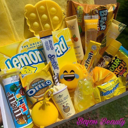 Yellow Lip Gloss Snack Box with Candy and Accessories