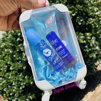 Blue Mini Suitcase Lip Gloss Bundle