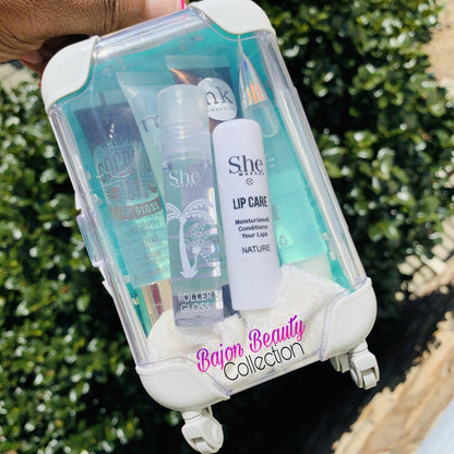 Clear Mini Suitcase Lip Gloss Bundle