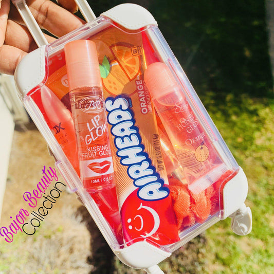 Orange Mini Suitcase Lip Gloss Bundle