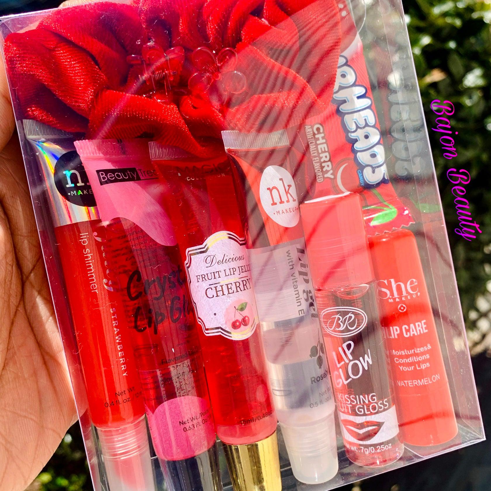 Red Lip Gloss and Scrunchie Bundle Pack