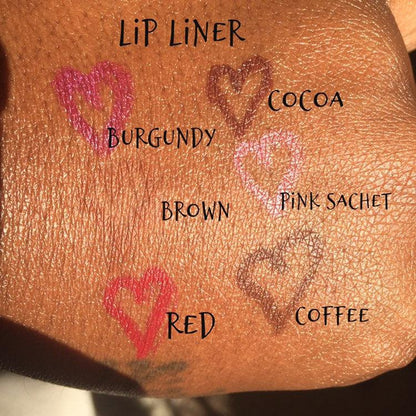 Assorted lip pencils in brown pink and red shades